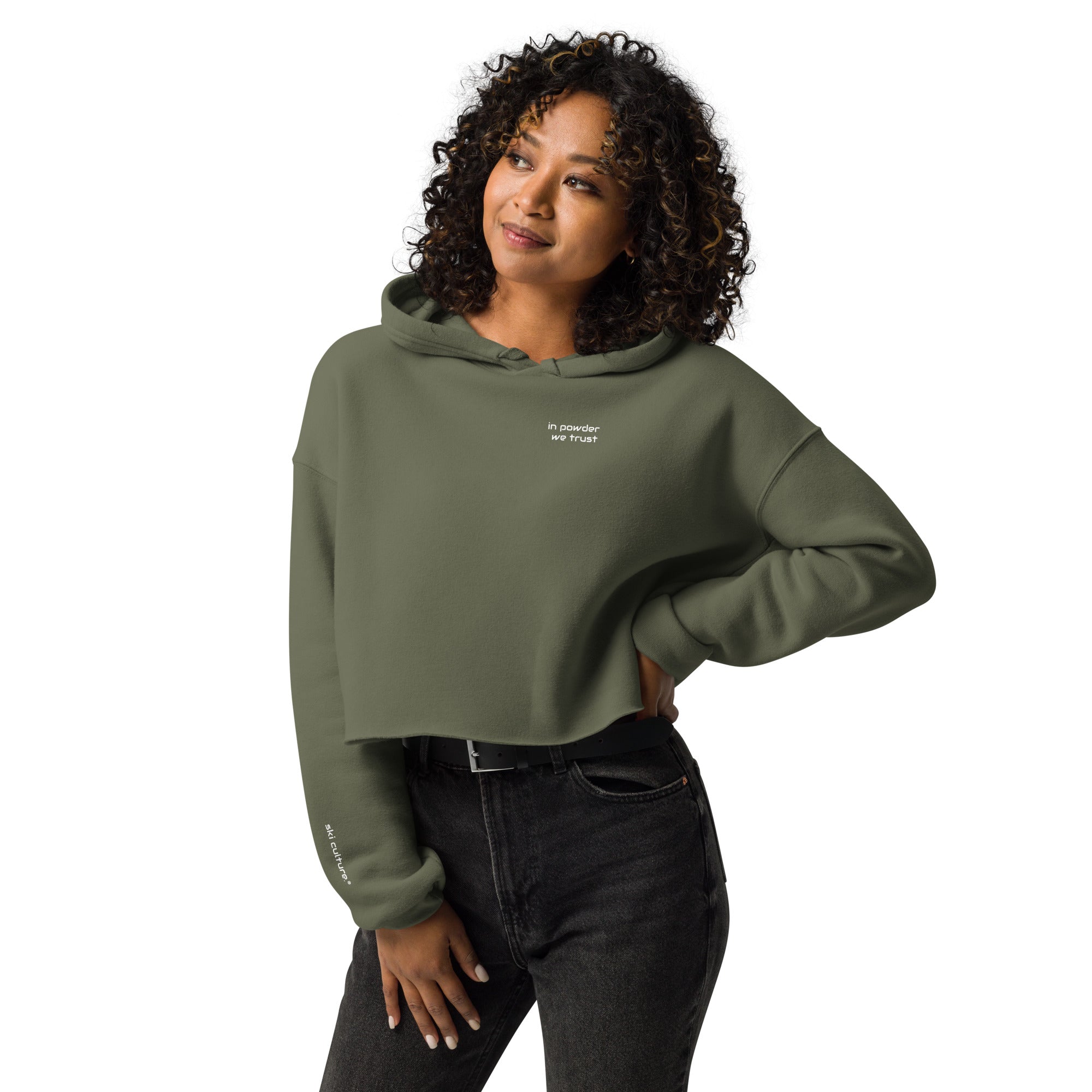 In Powder We Trust Crop Hoodie