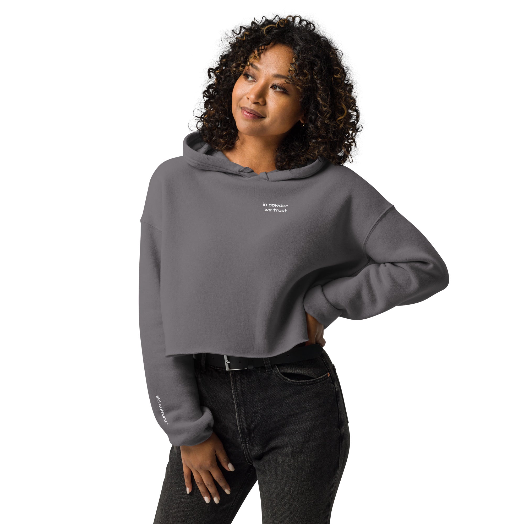 In Powder We Trust Crop Hoodie